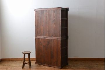 アンティーク家具　古民具・骨董 モールガラス入りのモダンな三尺水屋箪笥(食器棚、収納棚)