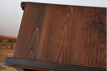 アンティーク家具　古民具・骨董 モールガラス入りのモダンな三尺水屋箪笥(食器棚、収納棚)