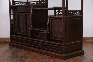 アンティーク家具　1960年頃 鉄刀木(タガヤサン)製 重厚な飾り棚(茶棚)