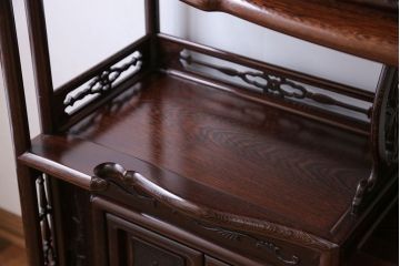 アンティーク家具　1960年頃 鉄刀木(タガヤサン)製 重厚な飾り棚(茶棚)