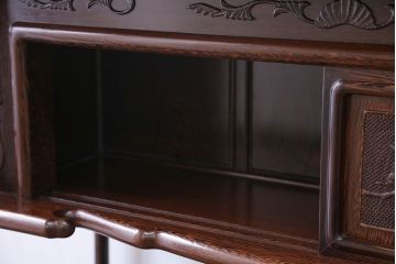 アンティーク家具　1960年頃 鉄刀木(タガヤサン)製 重厚な飾り棚(茶棚)