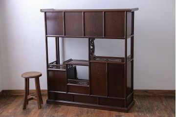 アンティーク家具　1960年頃 鉄刀木(タガヤサン)製 重厚な飾り棚(茶棚)