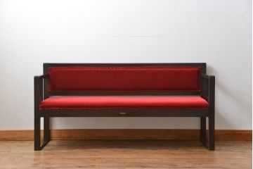 アンティーク家具　大正ロマン シンプルなアンティークベンチソファ