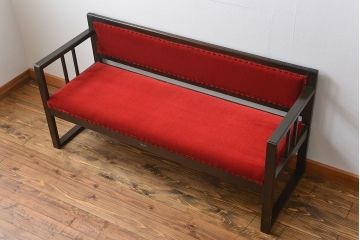 アンティーク家具　大正ロマン シンプルなアンティークベンチソファ