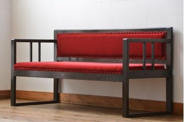 アンティーク家具　大正ロマン シンプルなアンティークベンチソファ