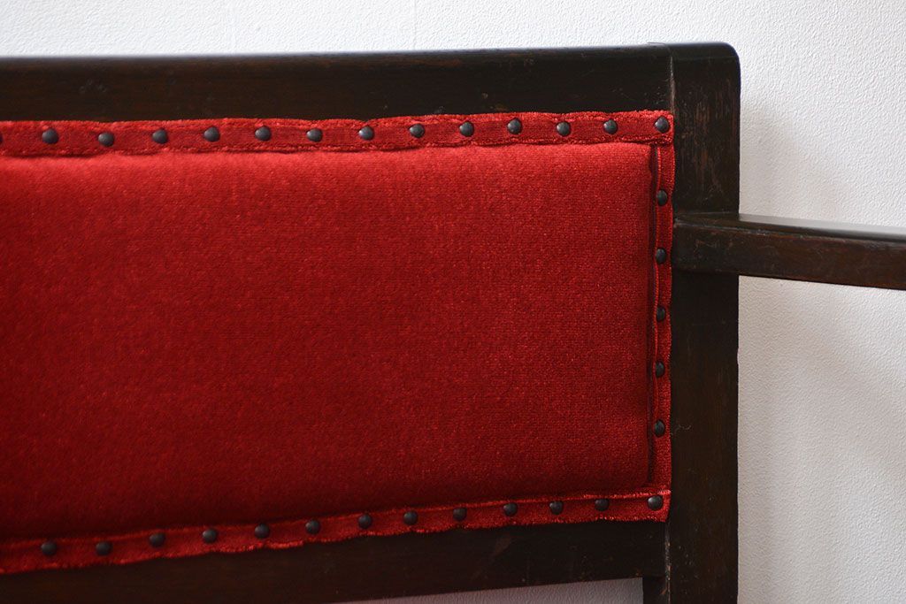 アンティーク家具　大正ロマン シンプルなアンティークベンチソファ