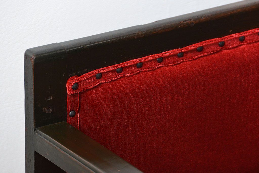 アンティーク家具　大正ロマン シンプルなアンティークベンチソファ