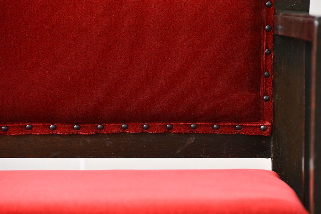 アンティーク家具　大正ロマン シンプルなアンティークベンチソファ