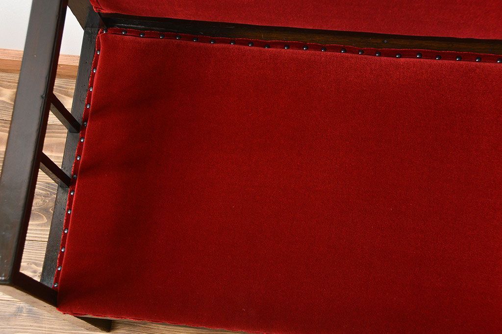 アンティーク家具　大正ロマン シンプルなアンティークベンチソファ