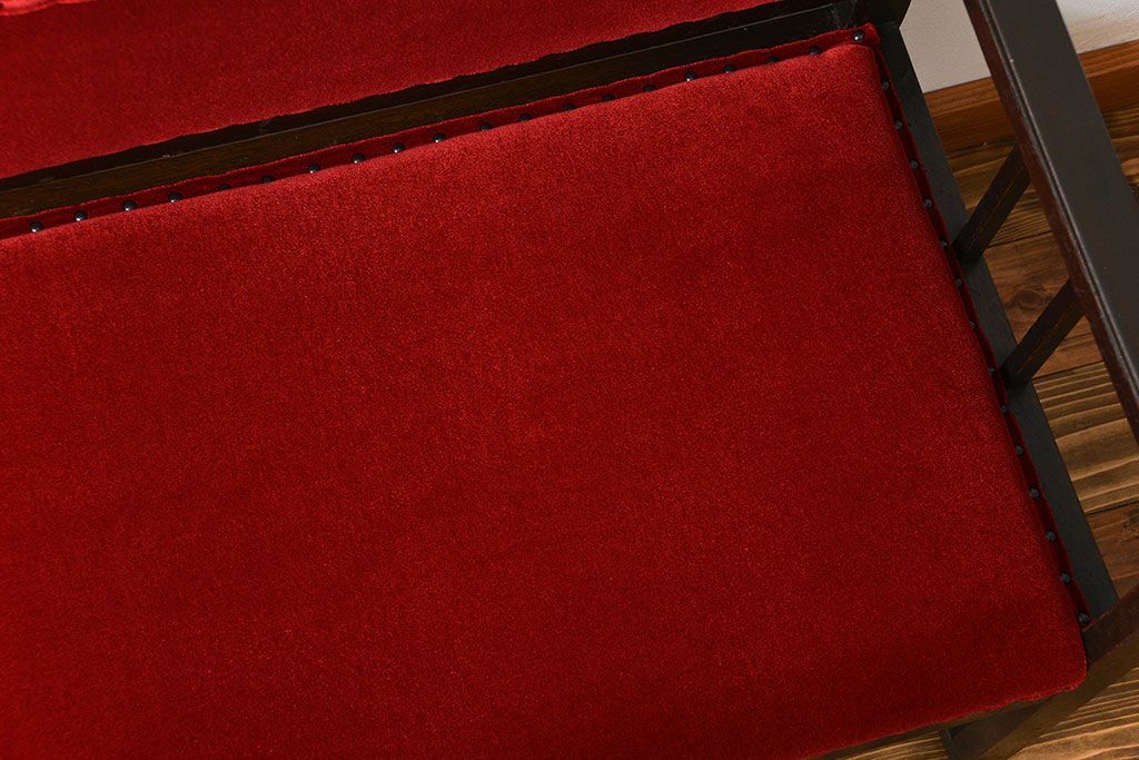 アンティーク家具　大正ロマン シンプルなアンティークベンチソファ