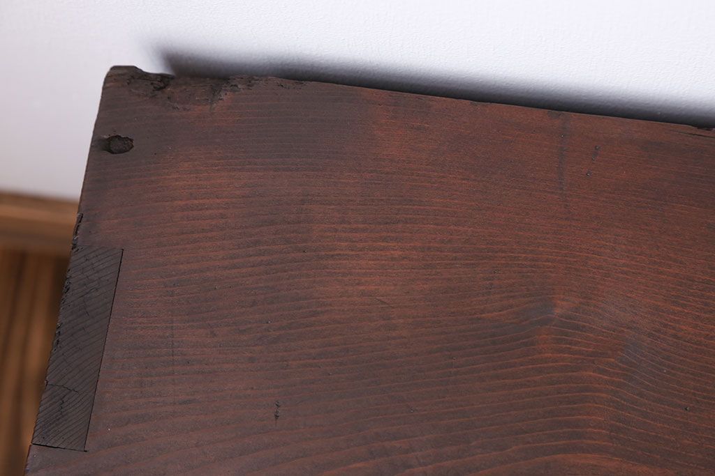 アンティーク家具　アンティーク 鉄脚付きモールガラスローボード(テレビボード)