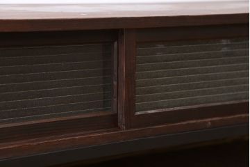 アンティーク家具　アンティーク 鉄脚付きモールガラスローボード(テレビボード)