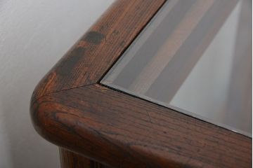 アンティーク家具　アンティーク 古いナラ材の4枚引き戸ガラスケース(ショーケース、飾り棚)