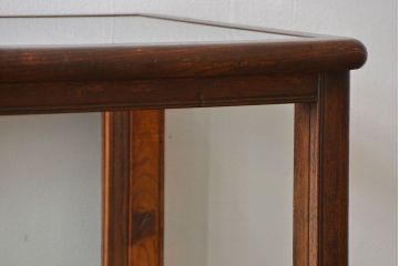 アンティーク家具　アンティーク 古いナラ材の4枚引き戸ガラスケース(ショーケース、飾り棚)