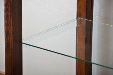 アンティーク家具　アンティーク 古いナラ材の4枚引き戸ガラスケース(ショーケース、飾り棚)