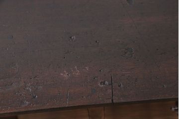 アンティーク家具　アンティーク 古い木のモールガラス入りのキッチンキャビネット(収納棚、食器棚)