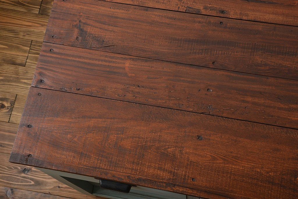 アンティーク家具　アンティークペイント 両面引き出し作業台(カウンターテーブル)