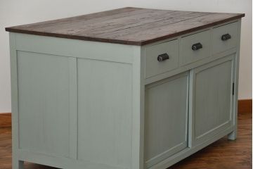 アンティーク家具　アンティークペイント 両面引き出し作業台(カウンターテーブル)