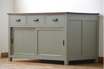 アンティーク家具　アンティークペイント 両面引き出し作業台(カウンターテーブル)