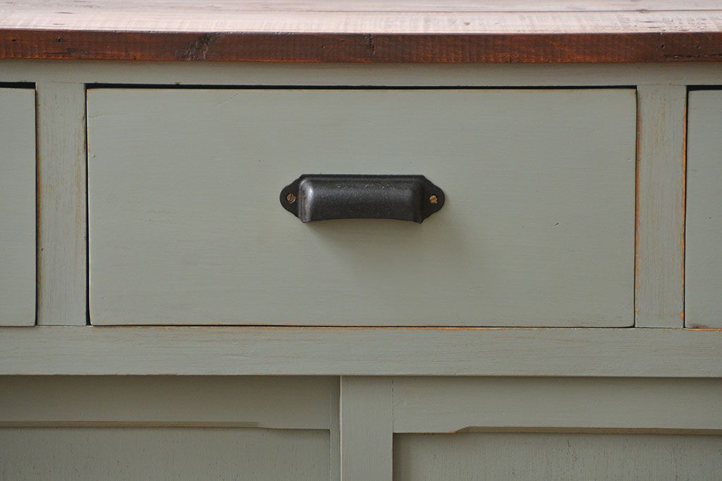 アンティーク家具　アンティークペイント 両面引き出し作業台(カウンターテーブル)