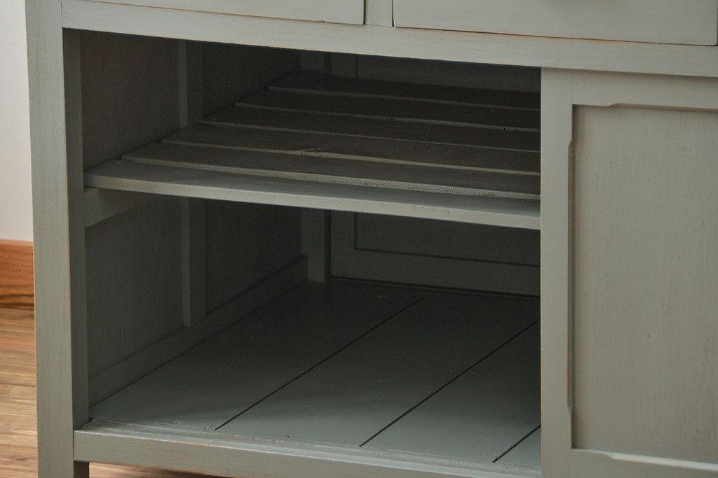 アンティーク家具　アンティークペイント 両面引き出し作業台(カウンターテーブル)