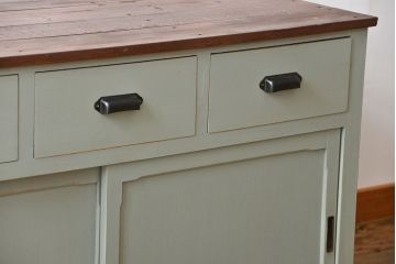 アンティーク家具　アンティークペイント 両面引き出し作業台(カウンターテーブル)