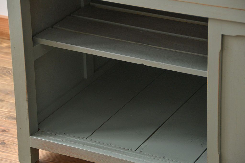 アンティーク家具　アンティークペイント 両面引き出し作業台(カウンターテーブル)