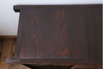 アンティーク家具　古民具・骨董 丸桟仕上げ 三尺水屋箪笥サイドボード(収納棚)