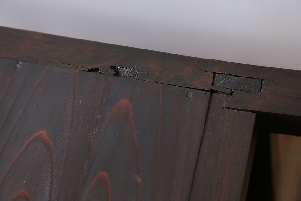 アンティーク家具　古民具・骨董 丸桟仕上げ 三尺水屋箪笥サイドボード(収納棚)