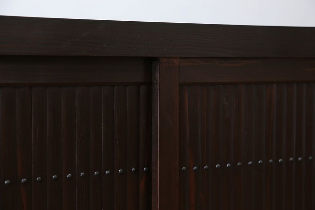 アンティーク家具　古民具・骨董 丸桟仕上げ 三尺水屋箪笥サイドボード(収納棚)