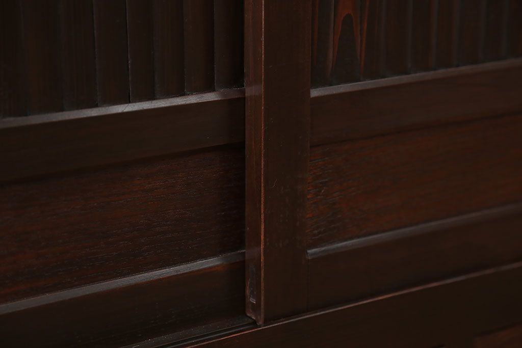 アンティーク家具　古民具・骨董 丸桟仕上げ 三尺水屋箪笥サイドボード(収納棚)