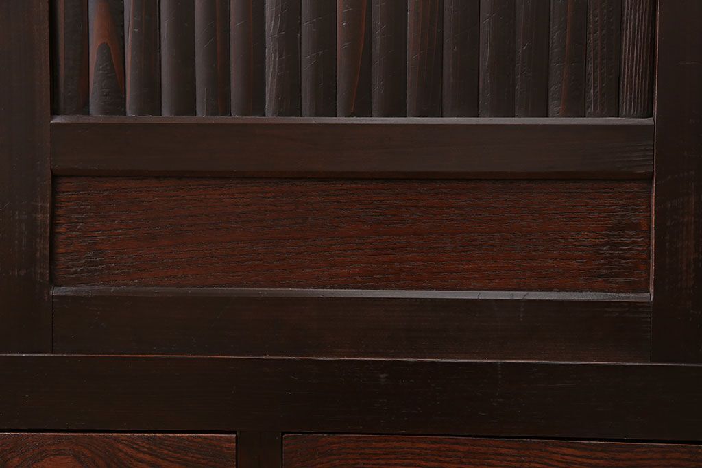 アンティーク家具　古民具・骨董 丸桟仕上げ 三尺水屋箪笥サイドボード(収納棚)