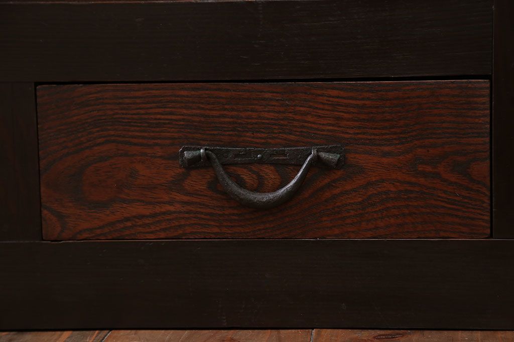 アンティーク家具　古民具・骨董 丸桟仕上げ 三尺水屋箪笥サイドボード(収納棚)