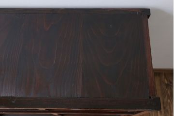 アンティーク家具　アンティーク 古い木のモールガラス収納棚(戸棚)