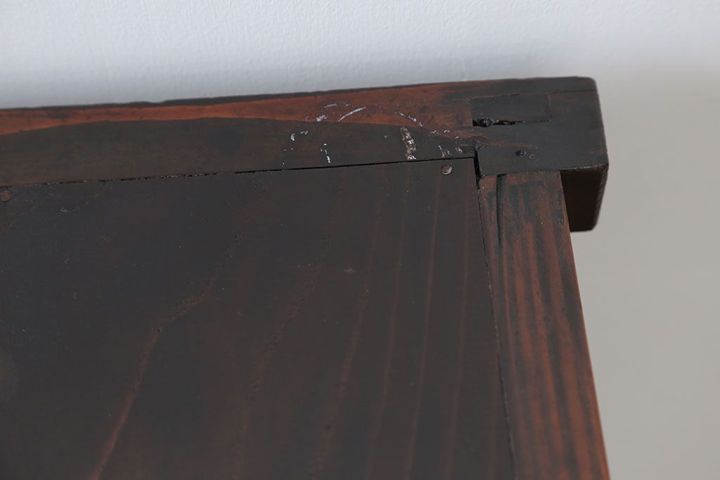 アンティーク家具　アンティーク 古い木のモールガラス収納棚(戸棚)