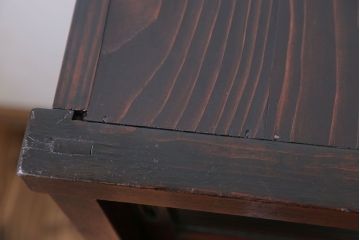 アンティーク家具　アンティーク 古い木のモールガラス収納棚(戸棚)