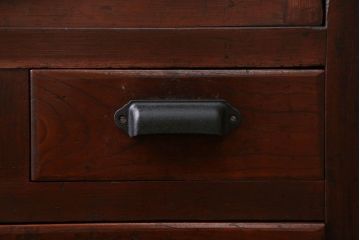 アンティーク家具　アンティーク 古い木のモールガラス収納棚(戸棚)