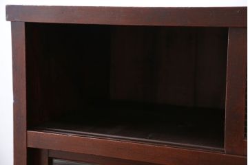 アンティーク家具　アンティーク 古い木のモールガラス収納棚(戸棚)