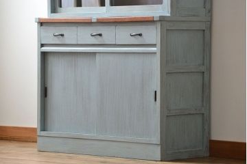レトロ家具　昭和レトロ アンティークペイント シンプルな食器棚(カップボード)
