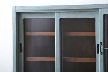 レトロ家具　昭和レトロ アンティークペイント シンプルな食器棚(カップボード)