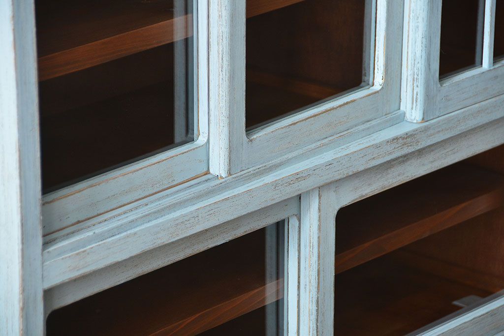 レトロ家具　昭和レトロ アンティークペイント シンプルな食器棚(カップボード)