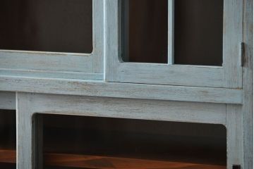 レトロ家具　昭和レトロ アンティークペイント シンプルな食器棚(カップボード)