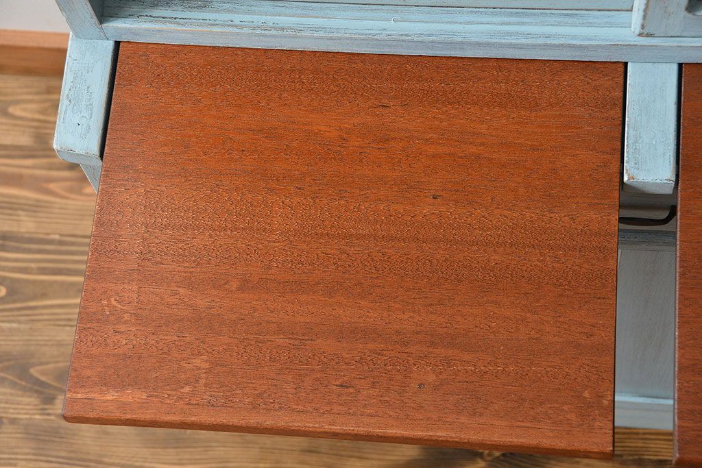 レトロ家具　昭和レトロ アンティークペイント シンプルな食器棚(カップボード)