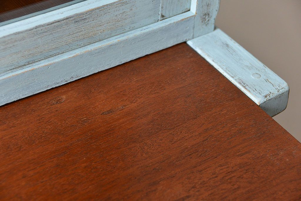 レトロ家具　昭和レトロ アンティークペイント シンプルな食器棚(カップボード)