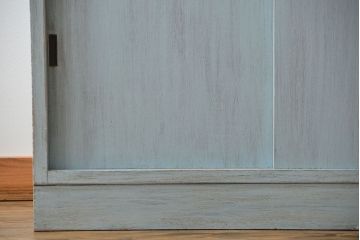 レトロ家具　昭和レトロ アンティークペイント シンプルな食器棚(カップボード)