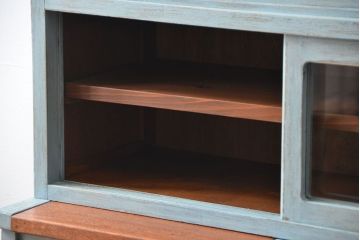 レトロ家具　昭和レトロ アンティークペイント シンプルな食器棚(カップボード)