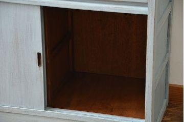 レトロ家具　昭和レトロ アンティークペイント シンプルな食器棚(カップボード)