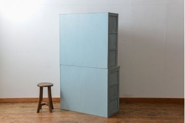 レトロ家具　昭和レトロ アンティークペイント シンプルな食器棚(カップボード)