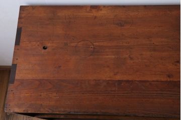 レトロ家具　昭和レトロ モールガラス アンティーク収納棚(キャビネット)