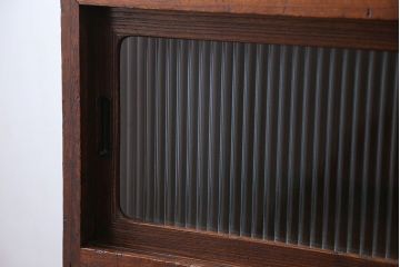 レトロ家具　昭和レトロ モールガラス アンティーク収納棚(キャビネット)